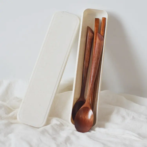Cuillères en bois, couteau à fourchette avec couvercle en bois, ustensiles de cuisine antiadhésifs, spatule, ensemble d'ustensiles de cuisine en bois de teck, 3 pièces - Product Image 4