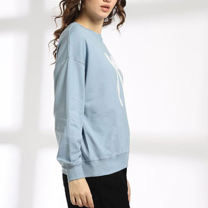 Los más vendidos de calidad en blanco de lana de gran tamaño OEM de tamaño real de impresión personalizada Logo cuello redondo MOQ sudadera de mujer - Product Image 6