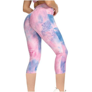 Bas prix Fabriqué en usine Logo et dessins personnalisés Sports Fitness porte des leggings de yoga sans couture tie dye - Product Image 3