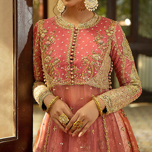 ชุดเดรสลูกไม้ปักเลื่อมแบบคลาสสิกชุดเดรสแบบมีกระดุมทรงเอความยาวถึงเข่าแบบอินเดียผ้าโปร่งสำหรับเด็กทารกสีชมพู - Product Image 3