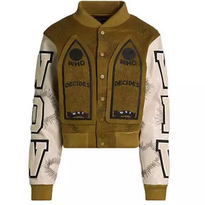 OEM personalizado de alta calidad ligero invierno Letterman chaqueta de bombardero para los hombres Premium lienzo Hip Hop hombres de lana Lettermen al aire libre - Product Image 1