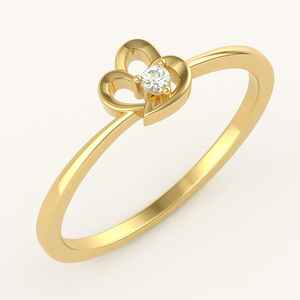 Bague en diamant rond brillant naturel minimaliste simple tendance, plaquée or jaune 14 carats, unisexe - Product Image 3