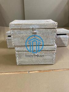 Boîte de rangement décorative en rotin blanc artisanal, motif moderne, organiseur fait main du Vietnam, OEM ODM - Product Image 3