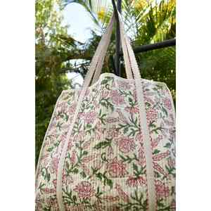 Bolso Tote Rojo Sólido, Estilo Bohemio, Hecho a Mano en Jaipur, con Estampado Tradicional, Resistente al Agua, Forrado en PVC, de Algodón, para Todas las Temporadas - Product Image 5