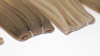 Extensions de cheveux humains Remy russes de haute qualité, double trame Genius Weft, trame invisible, cuticules alignées, pour salon de coiffure