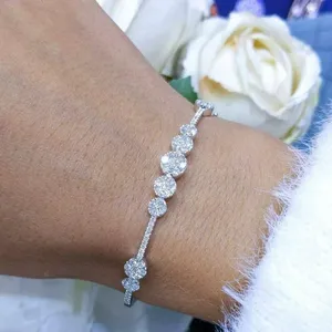 925 argent élégant et élégant 3ct Infinity Linked Moissanite Diamond Tennis BraceletVintage Cuff Bangles - Product Image 2