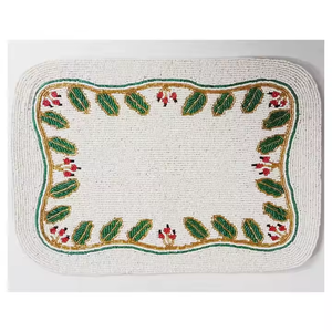 Napperons de perles faits à la main chemin de table napperon brodé 16x14 pouces napperon à thème floral à prix abordable perlé - Product Image 3