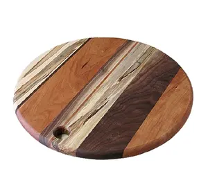 Best Verkopende Ronde Vorm Bamboe Hout Snijplank Prachtig Design Middelgrote Massief Hout Fruit Groente Snijplank