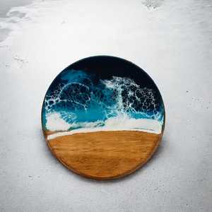 Modern Interior Wooden Resin Coaster Handcrafted High Quality Bohemian Style Eco-Friendly <b>Table</b> Coaster for Living Room - Product Image 6