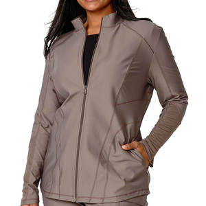 Blouson médical extensible pour infirmière, uniforme d'hôpital, fermeture éclair sur le devant, multi-poches, respirant, léger, vente en gros - Product Image 4