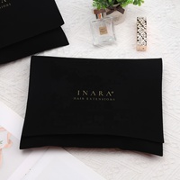 Pochette en velours noir avec logo personnalisé, pour emballer des livres, des sacs anti-poussière, pochette en velours de luxe à rabat, pochette en tissu pour bijoux