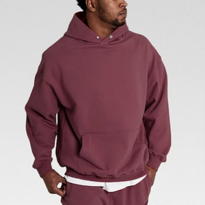 OEM Plain Custom LOGO Kangaroo Pocket Sudaderas de punto en blanco Pullover Oversized Tops Hoodie Hombres - Product Image 6