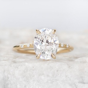 Anillo de diamante creado en laboratorio ovalado IGI, anillo de diamante cultivado en laboratorio de oro de 10K para boda y anillo o banda de compromiso - Product Image 1