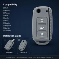 Housse de clé en silicone nid d'abeille gris noir pour Seat Leon MK3 Ibiza Ateca Arona Tarraco, coque de protection pour télécommande à 3 boutons