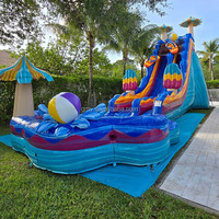 Équipement de location de toboggan aquatique commercial sur le thème du dauphin pour les événements, toboggan aquatique gonflable pour enfants