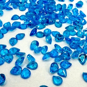 Grado superior 100% Natural 5x4mm neón apatita azul corte de pera cuentas de piedras preciosas ovaladas sueltas para la fabricación de joyas - Product Image 1