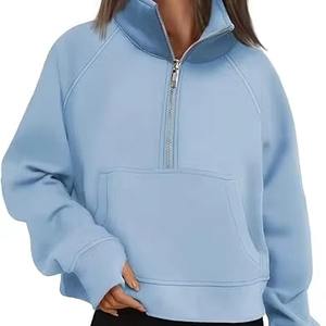 Respirant femmes personnalisé demi-quart fermeture éclair polaire col rond Polyester à manches longues coton unisexe pull Golf 1/4 sweat zippé - Product Image 1