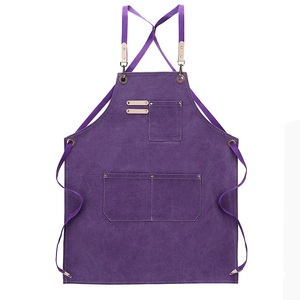 Delantal de trabajo de camarero con logotipo personalizado de algodón para cocinar barbacoa chefs cocina Denim lienzo estampado bordado té de la leche flor Cafetería - Product Image 3