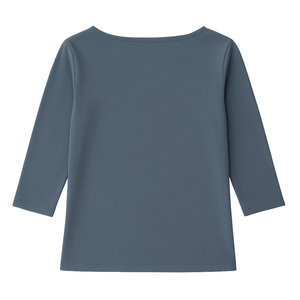 T-Shirt da Donna Blu Chiaro con Maniche 3/4 e Collo a Barca, 100% Cotone Organico di Lusso Pre-Ristretto Certificato GOTS, Vestibilità Classica Premium Morbida - Product Image 2