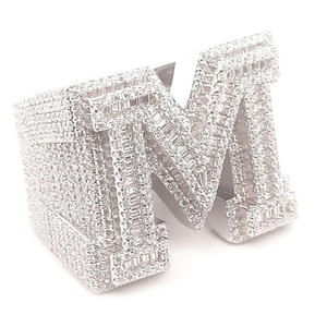 แหวนทองคำขาวสีขาวล้วน14K ทรงฮิปฮอปทันสมัยประดับเพชรทรงกลมและมรกตสวยงามสวยงาม - Product Image 3