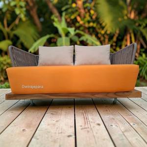 Outdoor Teak Wood Daybed Modern Woven Rope Patio Sofa Bed <b>Lounge</b> Furniture with <b>Cushions</b> Made by Dwira Jepara Indonesia - Product Image 1