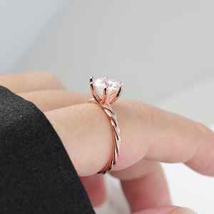 925 plata esterlina chapado en oro rosa excelente calidad GRA certificado corte redondo Original Moissanite piedra preciosa anillo hecho a mano - Product Image 6