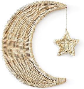 Conjunto de decoración colgante de pared para habitación de bebé, juego de mimbre, Luna, estrella, cielo nocturno, variedad de tamaños, OEM, tejido a mano de Vietnam, gran oferta - Product Image 2