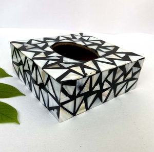 Boîte à mouchoirs en incrustation de nacre/os de haute qualité Boîte à mouchoirs en incrustation de nacre/os Décoration intérieure Porte-mouchoirs en incrustation d'os - Product Image 1