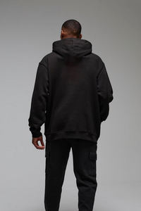 เสื้อฮู้ดแบบสวมหัวเสื้อมีฮู้ดโอเวอร์ไซส์ผ้าฝ้ายขนแกะ500gsm โลโก้แบบกำหนดเองขนาดพิเศษ - Product Image 3