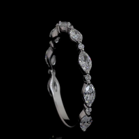 Bague de mariage minimaliste en or massif 14 carats avec diamants marquise et ronds, certifiée IGI, empilable, bijoux fins