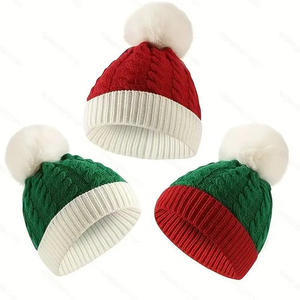 Promotion de Noël : Bonnets d'hiver populaires en jacquard tricoté, multicolores avec pompon, pour le ski et les activités de plein air, chauds et confortables - Product Image 4
