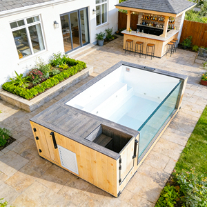 สระว่ายน้ำกลางแจ้งแบบปรับแต่งได้พร้อมอ่างจากุซซี่สำหรับเด็ก  ทำจากไฟเบอร์กลาส ทนทาน รับประกันสิบปี เหมาะสำหรับครอบครัว - Product Image 4