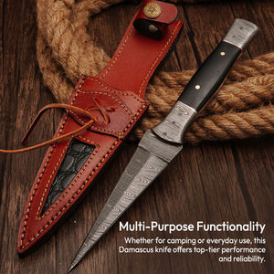 Cuchillo Skinner Burraq Personalizado Hecho a Mano OEM/ODM de Acero de Damasco de 10 Pulgadas y 2 mm de Grosor con Mango de Resina y Funda de Cuero para Camping - Product Image 2