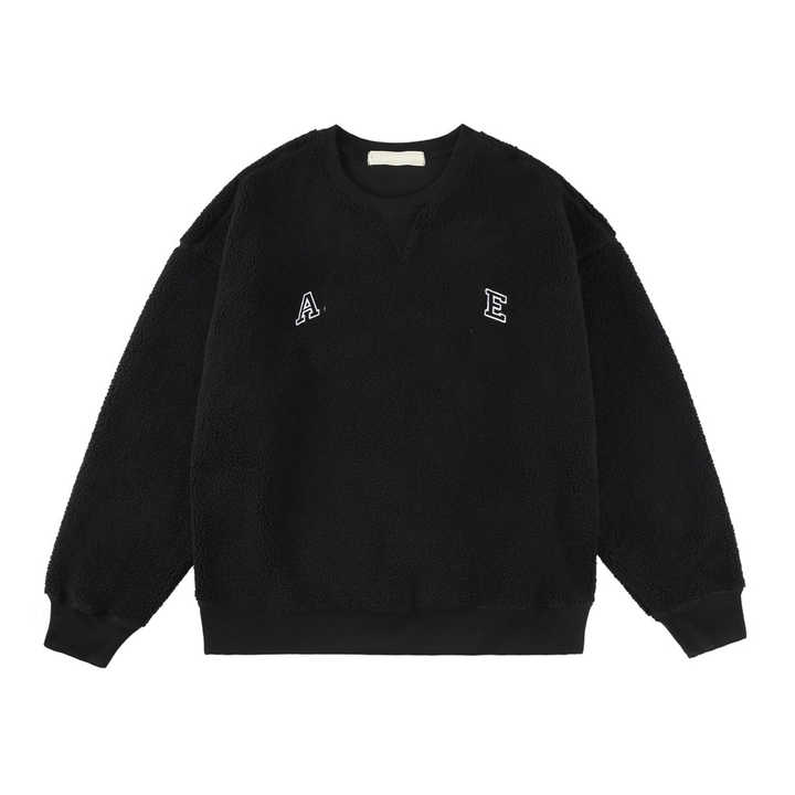 Oem Custom Black Embroidery Sweatshirt Ivory Plus Size Thick Sherpa Polar Fleece Fabric Men's Hoodies & Sweatshirt