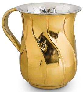 Taza de lavado de acero inoxidable Judaica con dos asas y dos tonos Taza de lavado a mano de metal judío personalizada de fábrica - Product Image 2