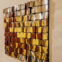 Panel latar belakang payet emas cermin cantik, 12x12 Per lembar pak 12 Panel payet untuk dekorasi pesta ulang tahun pernikahan