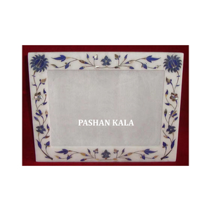 Marco de Fotos de Mármol Blanco de Primera Calidad con Incrustaciones de Lapislázuli, Diseño Único para Decoración del Hogar y Regalo Corporativo - Product Image 1