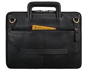 Maletín de Mensajero para Portátil, de Cuero Genuino Negro, Estilo Vintage, Delgado, Ligero, de Lujo, para Negocios, con Asa Retráctil - Product Image 2