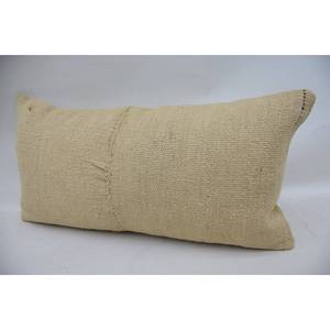 Almohada Kantha de lana beige de 12x24 pulgadas Almohada decorativa tejida bordada vintage - Product Image 3