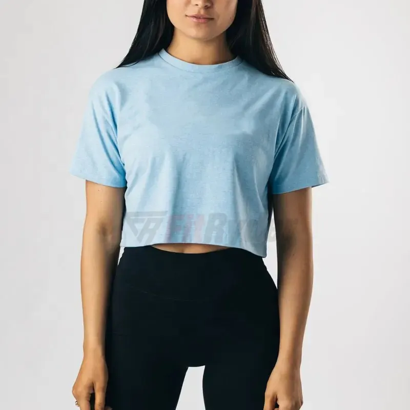 Plain Ladies Printing Blank Cotton Loose Crop Top Blank Plain Lose Fitting Crop Top T Shirts wholesale rate with cheap price