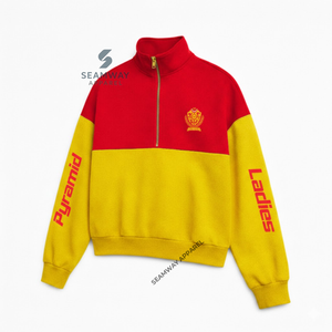 NSPDK Sudadera con cremallera corta para mujer, jersey casual con cuello simulado y cremallera, suéter con cuello alto y cremallera. - Product Image 2