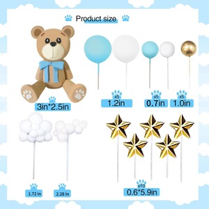 Adornos para Pastel de Cumpleaños con Forma de Estrella, Nubes y Globos, Tema Azul, Animales de Plástico Hechos a Mano, de Hemasa Fashions, para 6-8 Años - Product Image 3