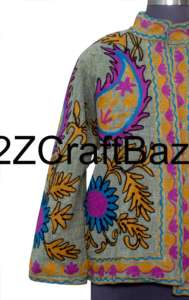Veste Bomber d'Hiver Bohème Suzani pour Femme, Tricotée à la Main en Coton Écologique, Manteau Matelassé avec Broderie Traditionnelle pour les Fêtes - Product Image 2