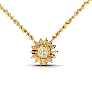 จี้เพชรทรงกลมแบบ Halo ประดับเพชรเลี้ยงในห้องปฏิบัติการ พร้อมสร้อยคอทองคำ 18K สีเหลือง ขาว และโรสโกลด์ ประดับเพชรเม็ดใหญ่ 1 กะรัต ชุบโรเดียม - Product Image 2