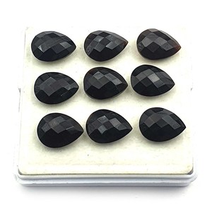 Briolette de pera de ónix negro natural, cabujones sueltos cortados, piedras preciosas para la fabricación de joyas - Product Image 3