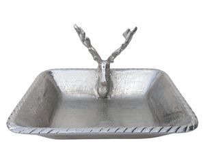 Plateau de service en aluminium à finition décorative de fabrication OEM pour une présentation élégante au dîner offrant un look raffiné - Product Image 2