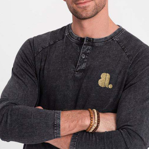 Nouveau T-shirt à manches longues pour homme en denim délavé à l'acide, logo personnalisé, T-shirt à manches longues pour homme en denim délavé à l'acide, T-shirt vintage délavé à l'acide - Product Image 3