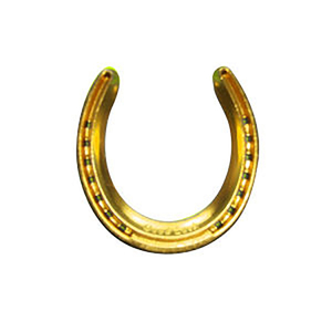 Vente en gros de chaussures de cheval en acier inoxydable de course de couleurs dorées forgées de forme ronde sur mesure - Product Image 6
