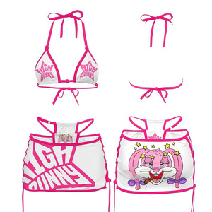 Premium 200 GSM Polyester Spandex <b>Bikini</b> <b>Set</b> Sublimation Printed Graphic Panel Pink Trim Custom Logo Women <b>Bikinis</b> <b>Set</b> - Product Image 5