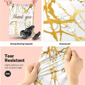 Lot de 100 sacs polymailers de remerciement 25x33cm, auto-adhésifs, étanches, durables, 2,3 mil, blancs avec motif doré, biodégradables, résistants à la déchirure - Product Image 2